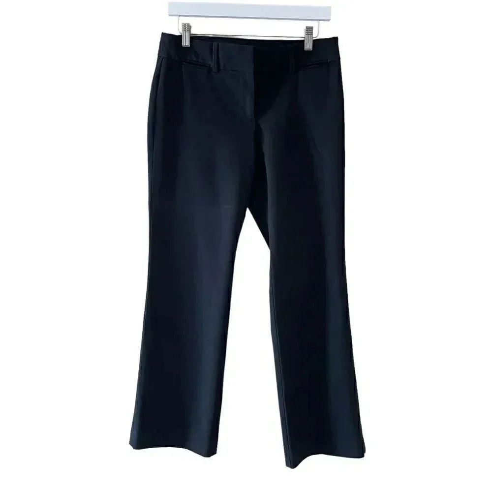 Loft Marisa Mid-Rise Black Front Straight Leg Mid Rise Slacks 4P #1576